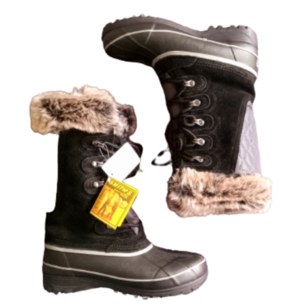 NWT Smith's American Nordic Faux Fur Waterproof Lace Up Boots